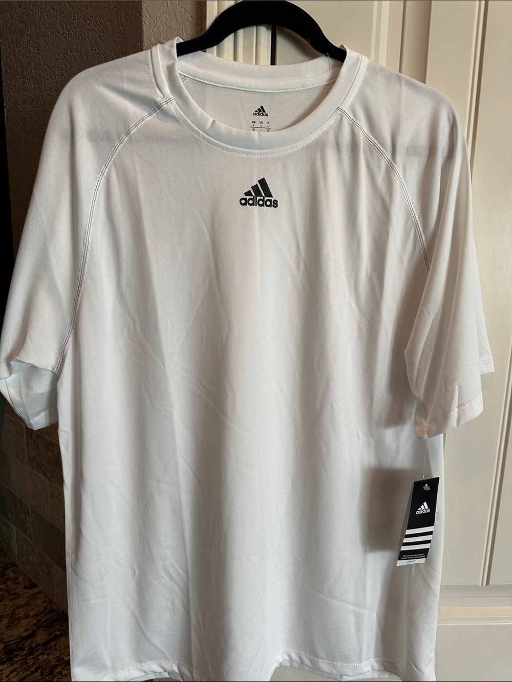 adidas White Short-Sleeve Athletic Tee with Center Logo